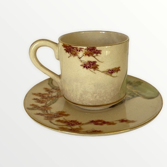 Vintage Koshida Japan 14 Piece Tea Set‎ Autumn Leaves Scene Teapot Cups Saucers - Picture 6 of 12